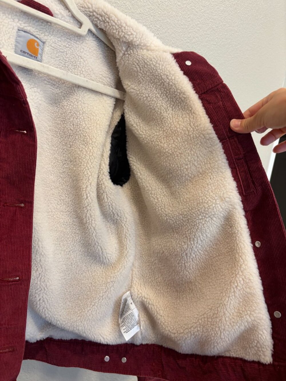 Carhartt Rare Burgundy Corduroy Sherpa Lined Jacket Small 4/6 Trucker Utility - Picture 5 of 15
